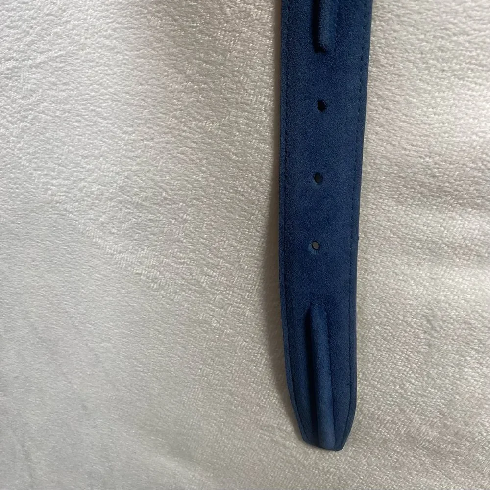 Per Se Blue Suede Belt W/2 Tone Silver Buckle